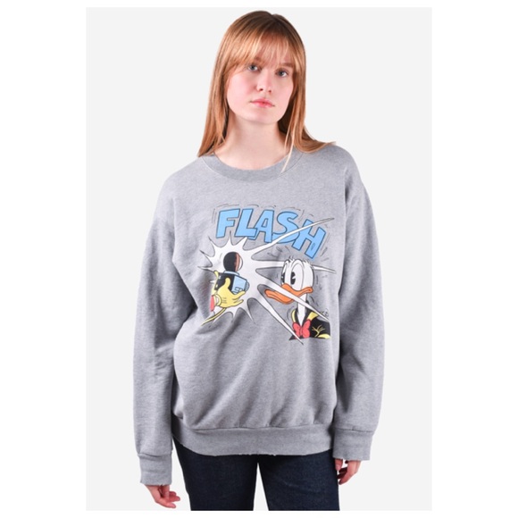 NEW Gucci x Disney Grey Flash Donald Duck Sweatshirt Size XL Crewneck Distressed - Picture 1 of 16